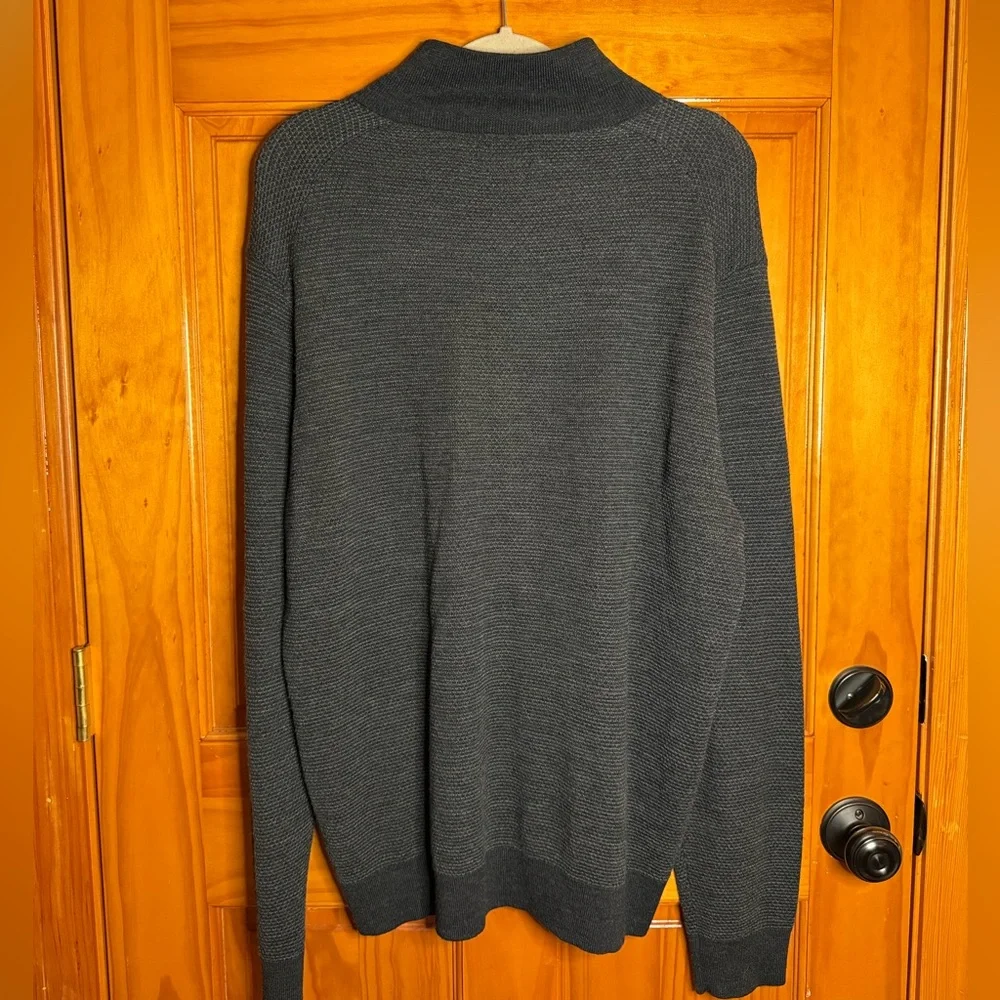 POLO Ralph Lauren Merino Wool Charcoal Grey Quarter Zip Sweater Mens XL